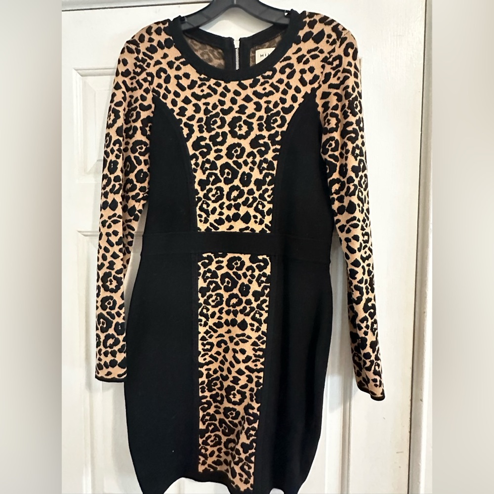 Sexy cheetah Milly Sweater Dress  with exposed Zipper